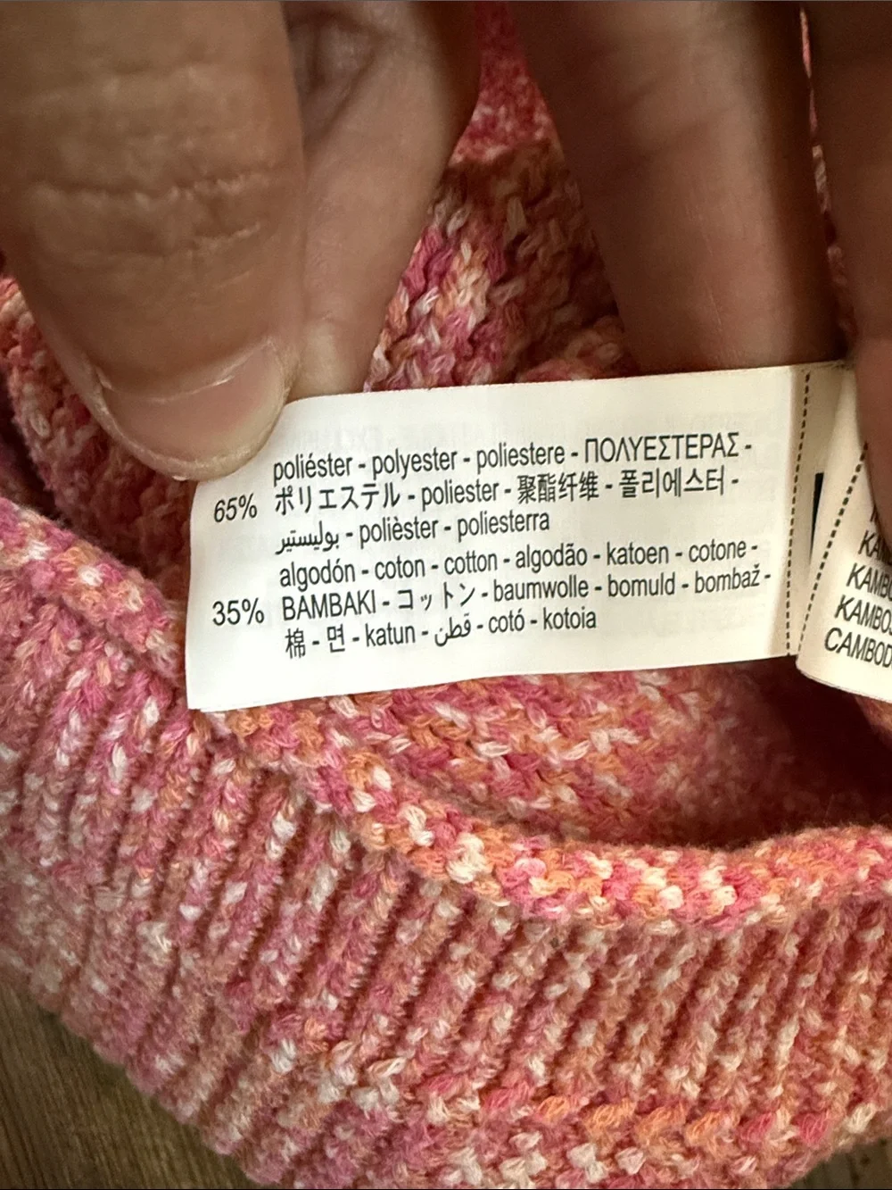 Zara Pink Multitone Bouclé Crewneck Sweater
